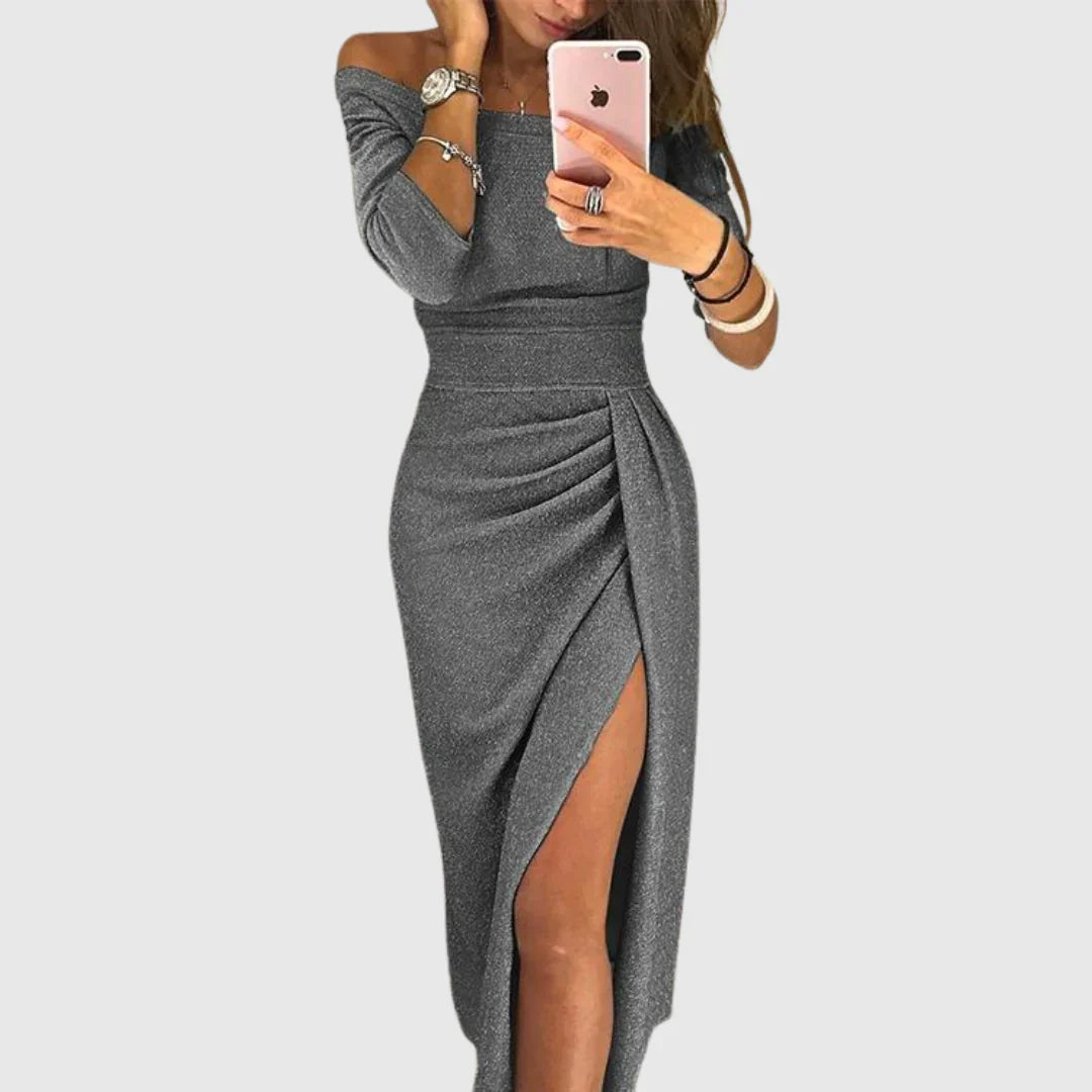 Isabeau | Elegáns áramló szabású halter maxi ruha