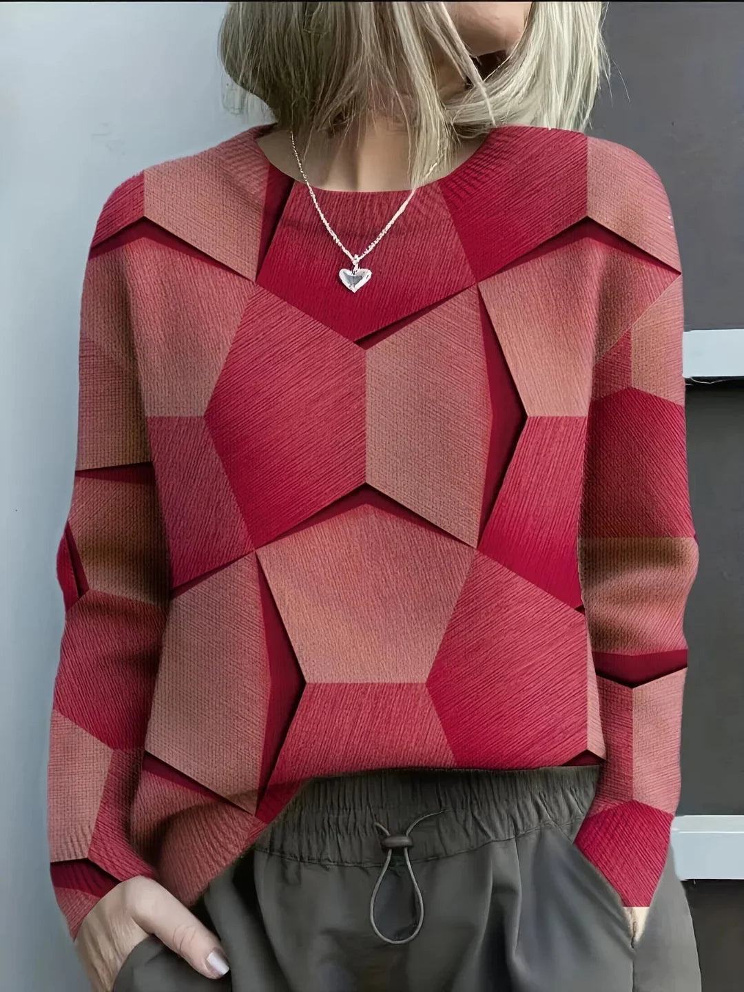 Bravina | Kötött Pulóver Geometrikus 3D Mintával