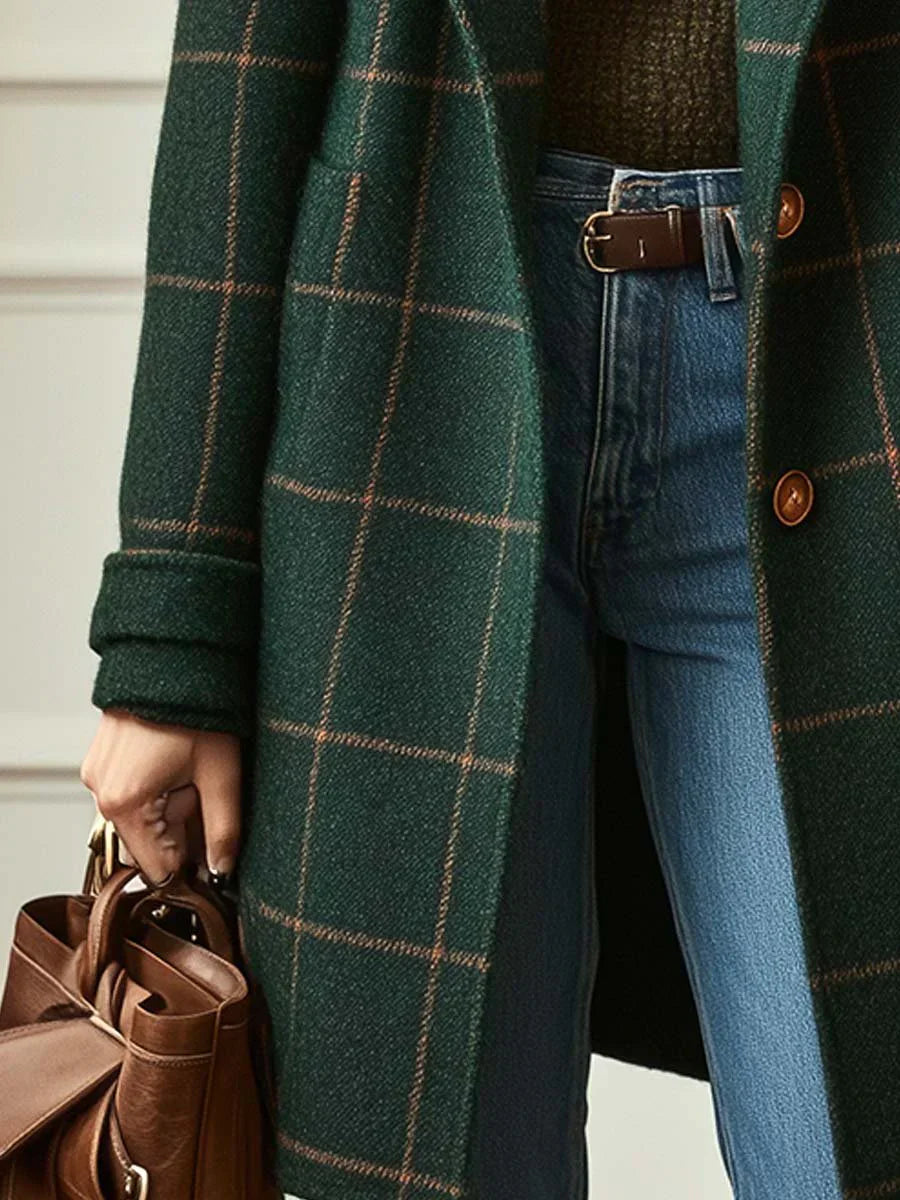 Valeria | Elegáns gyapjú kockás kabát