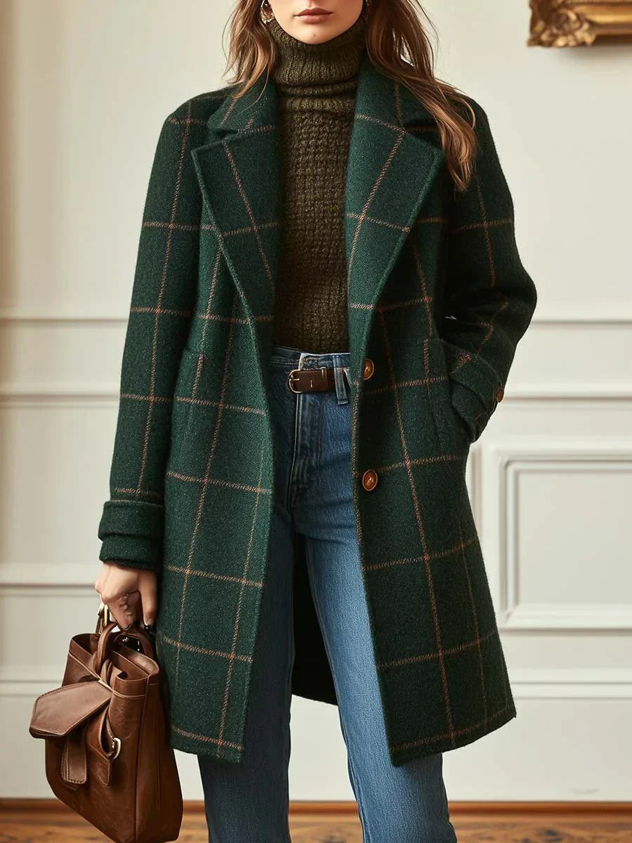 Valeria | Elegáns gyapjú kockás kabát