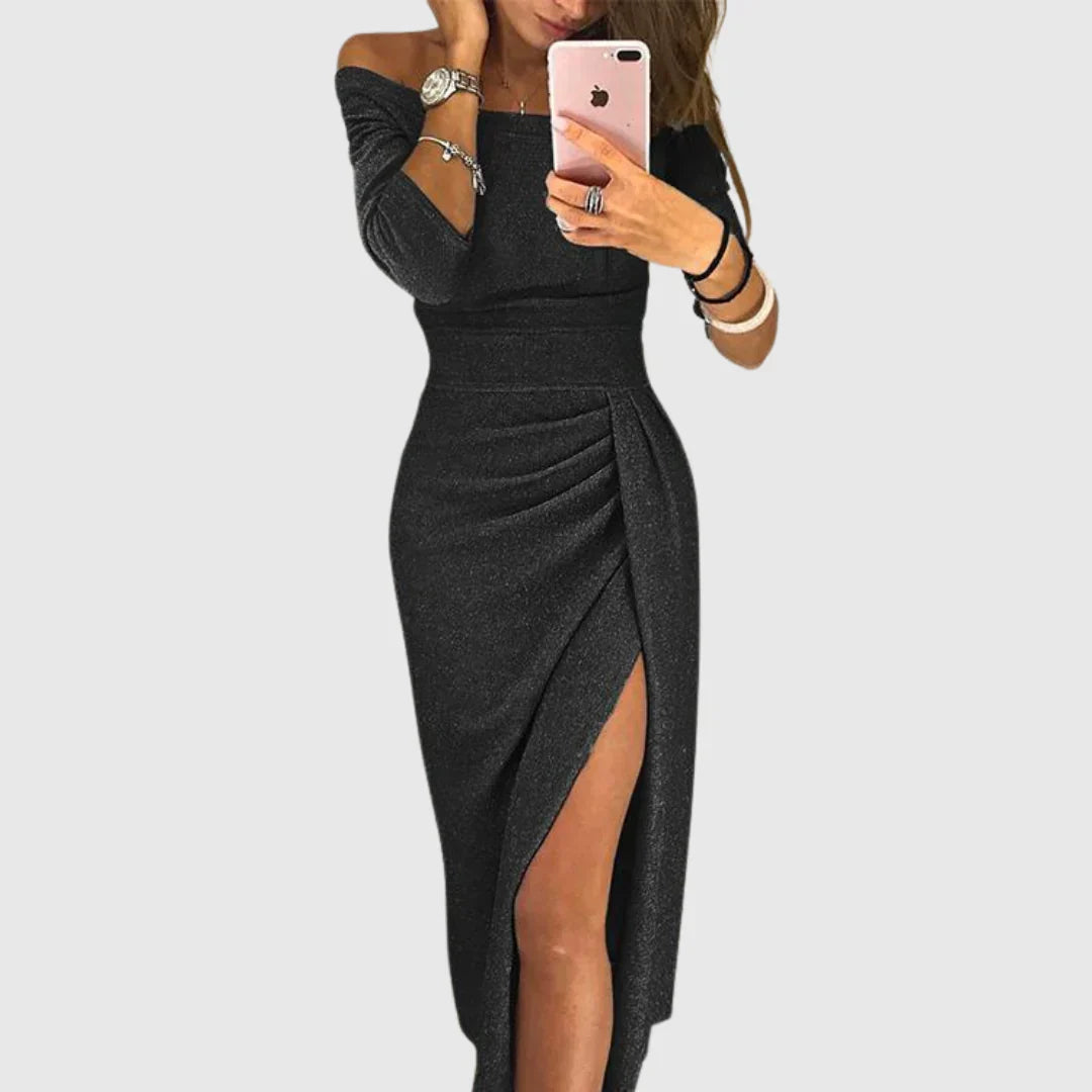 Isabeau | Elegáns áramló szabású halter maxi ruha