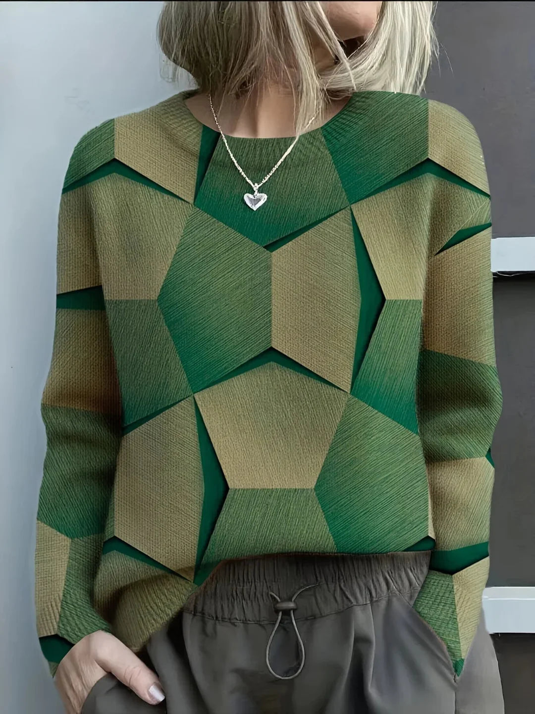 Bravina | Kötött Pulóver Geometrikus 3D Mintával