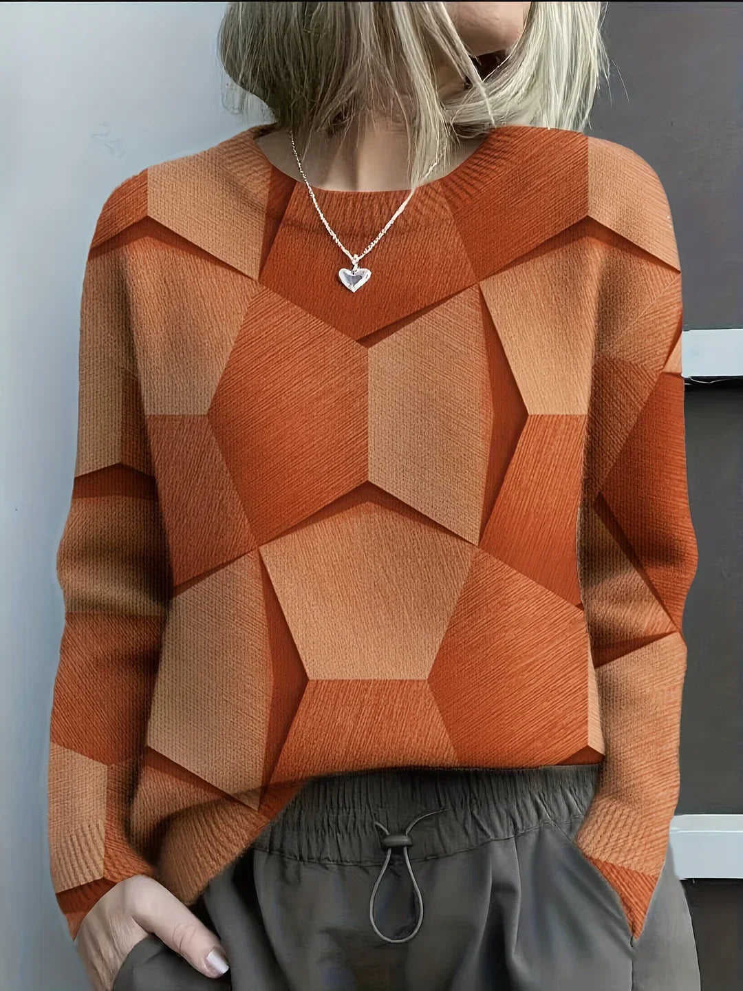 Bravina | Kötött Pulóver Geometrikus 3D Mintával
