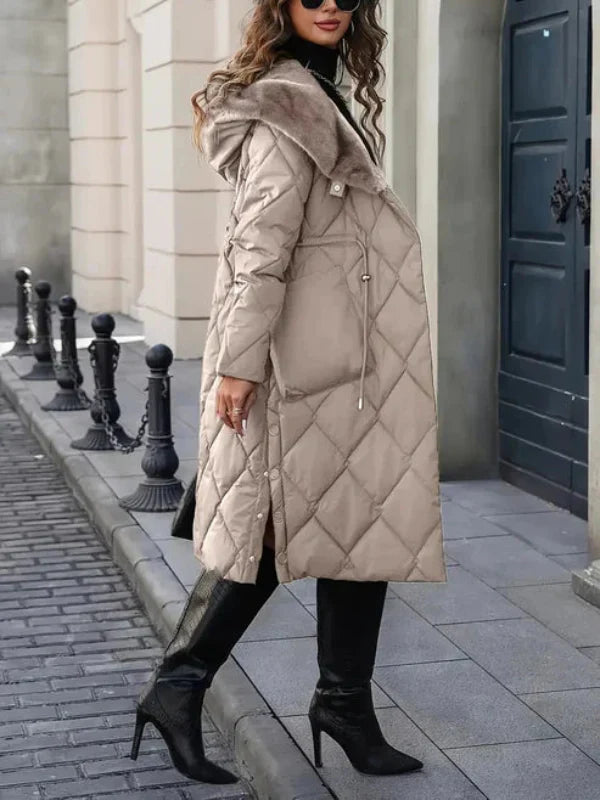 Jeane | Élégant manteau d'hiver matelassé avec col en fausse fourrure
