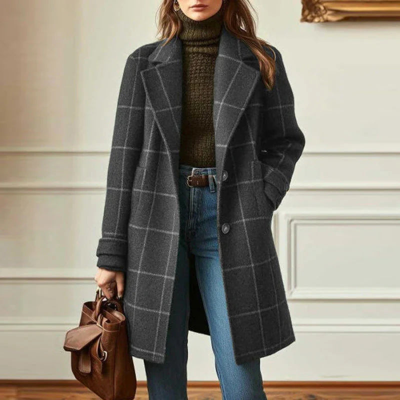 Valeria | Elegáns gyapjú kockás kabát